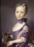 Jean-Baptiste Peronneau A Girl with a Kitten painting